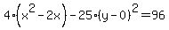 4%28x%5E2-2x%29-25%28y-0%29%5E2=96