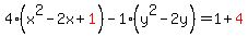 4%28x%5E2-2x%2Bred%281%29%29-1%28y%5E2-2y%29=1%2Bred%284%29