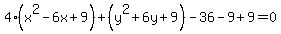 4%28x%5E2-6x%2B9%29%2B%28y%5E2%2B6y%2B9%29-36-9%2B9=0