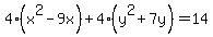 4%28x%5E2-9x%29%2B4%28y%5E2%2B7y%29=14