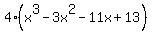 4%28x%5E3-3x%5E2-11x%2B13%29