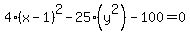 4%28x-1%29%5E2-25%28y%5E2%29-100=0