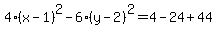 4%28x-1%29%5E2-6%28y-2%29%5E2=4-24%2B44