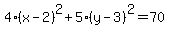 4%28x-2%29%5E2%2B5%28y-3%29%5E2=70