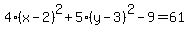 4%28x-2%29%5E2%2B5%28y-3%29%5E2-9=61