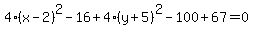 4%28x-2%29%5E2-16%2B4%28y%2B5%29%5E2-100%2B67=0+