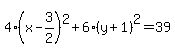 4%28x-3%2F2%29%5E2%2B6%28y%2B1%29%5E2=39