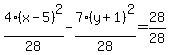 4%28x-5%29%5E2%2F28-7%28y%2B1%29%5E2%2F28=28%2F28