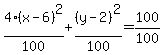 4%28x-6%29%5E2%2F100%2B%28y-2%29%5E2%2F100=100%2F100