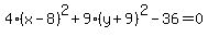 4%28x-8%29%5E2%2B9%28y%2B9%29%5E2-36=0