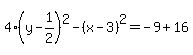 4%28y-1%2F2%29%5E2-%28x-3%29%5E2=-9%2B16