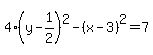4%28y-1%2F2%29%5E2-%28x-3%29%5E2=7