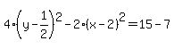 4%28y-1%2F2%29%5E2-2%28x-2%29%5E2=15-7