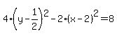 4%28y-1%2F2%29%5E2-2%28x-2%29%5E2=8