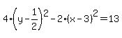 4%28y-1%2F2%29%5E2-2%28x-3%29%5E2=13