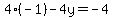 4%2A%28-1%29+-4y+=+-4