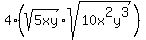 4%2A%28sqrt%285xy%29%2Asqrt%2810x%5E2y%5E3%29%29