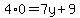 4%2A0=7y%2B9