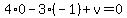 4%2A0-3%28-1%29%2Bv=0