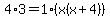 4%2A3+=+1%2A%28x%28x%2B4%29%29