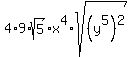 4%2A9%2Asqrt%285%29%2Ax%5E4%2Asqrt%28%28y%5E5%29%5E2%29