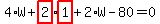 \"4%2AW%2Bhighlight_red%28+2+%29%2Ahighlight_red%28+1+%29%2B2%2AW-80=0\"