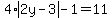 4%2Aabs%282y-3%29-1=11