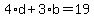 4%2Ad%2B3%2Ab=19
