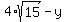4%2Asqrt%2815%29+-+y