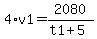 4%2Av1=2080%2F%28t1%2B5%29