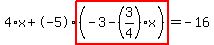 4%2Ax%2B-5%2Ahighlight%28%28-3-%283%2F4%29%2Ax%29%29=-16