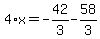 4%2Ax=-42%2F3-58%2F3