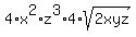 4%2Ax%5E2%2Az%5E3%2A4%2Asqrt%282xyz%29
