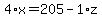 4%2Ax+=+205+-+1%2Az