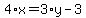 4%2Ax+=+3%2Ay+-+3