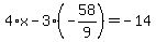 4%2Ax-3%28-58%2F9%29=-14