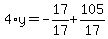 4%2Ay=-17%2F17%2B105%2F17