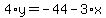 4%2Ay=-44-3%2Ax