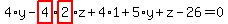 \"4%2Ay-highlight_red%28+4+%29%2Ahighlight_red%28+2+%29%2Az%2B4%2A1%2B5%2Ay%2Bz-26=0\"