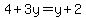 4%2B3y=y%2B2