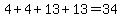 4%2B4%2B13%2B13=34