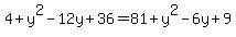 4%2By%5E2-12y%2B36=81%2By%5E2-6y%2B9