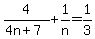 4%2F%284n%2B7%29%2B1%2Fn=1%2F3