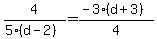 4%2F%285%28d-2%29%29=%28-3%28d%2B3%29%29%2F4