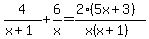 4%2F%28x%2B1%29%2B6%2Fx=%282%285x%2B3%29%29%2F%28x%28x%2B1%29%29