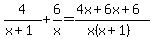 4%2F%28x%2B1%29%2B6%2Fx=%284x%2B6x%2B6%29%2F%28x%28x%2B1%29%29
