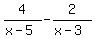 4%2F%28x-5%29-2%2F%28x-3%29