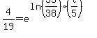 4%2F19=e%5E%28ln%2833%2F38%29%28t%2F5%29%29