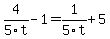 4%2F5t+-+1+=+1%2F5t+%2B+5