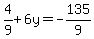 4%2F9%2B6y=-135%2F9